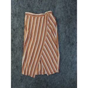 Madewell 100% cotton Striped Midi Wrap Skirt in Rust and Cream